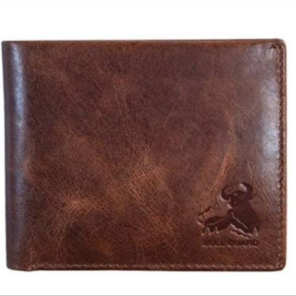New Mens RFID Blocking Bifold Wallet Soft Genuine Leather Brown Western